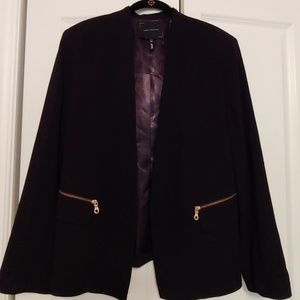 Black crepe collarless jacket